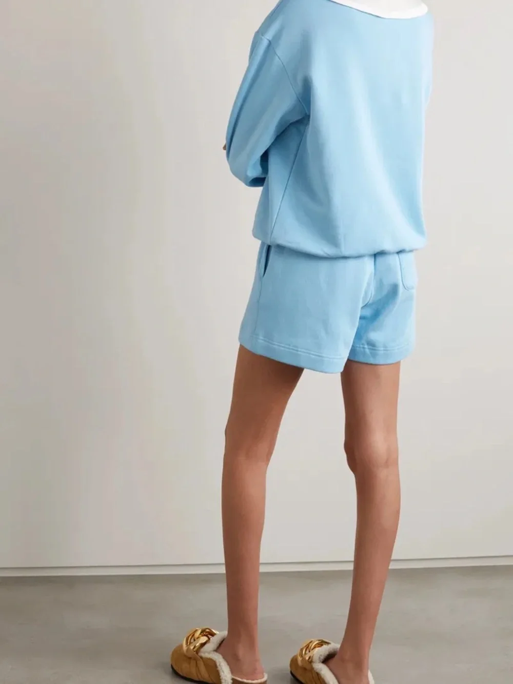 Sleeper Diana Athpleasure Sweatsuit Short Set Baby Blue White Collar XL - Picture 15 of 15